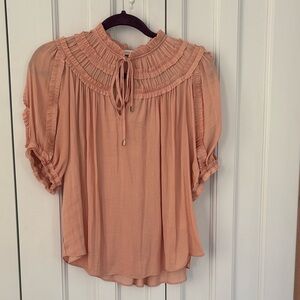 Women's blush colored Ruffle Blouse. Sz XS
